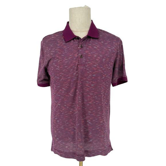 Robert Graham Short Sleeve Knit Performance Polo Shirt Burgundy Geometric Knit M - Picture 1 of 5